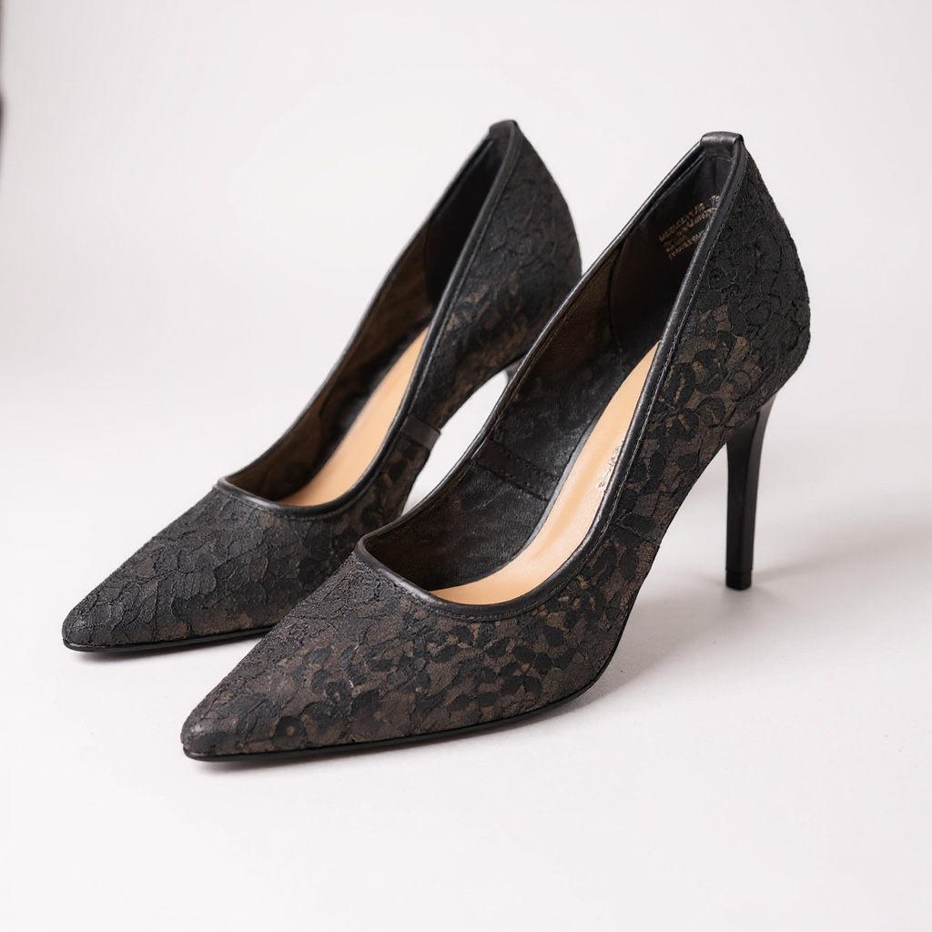 Elegant Lace Stiletto Pump Heels – Pointed Toe Slip-On
